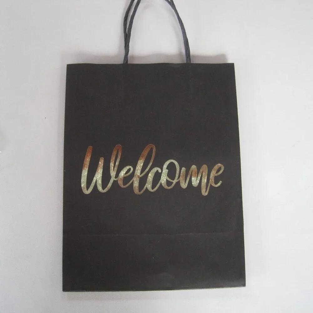 Medium Size Gift Bags - Gold Foil - Welcome Black